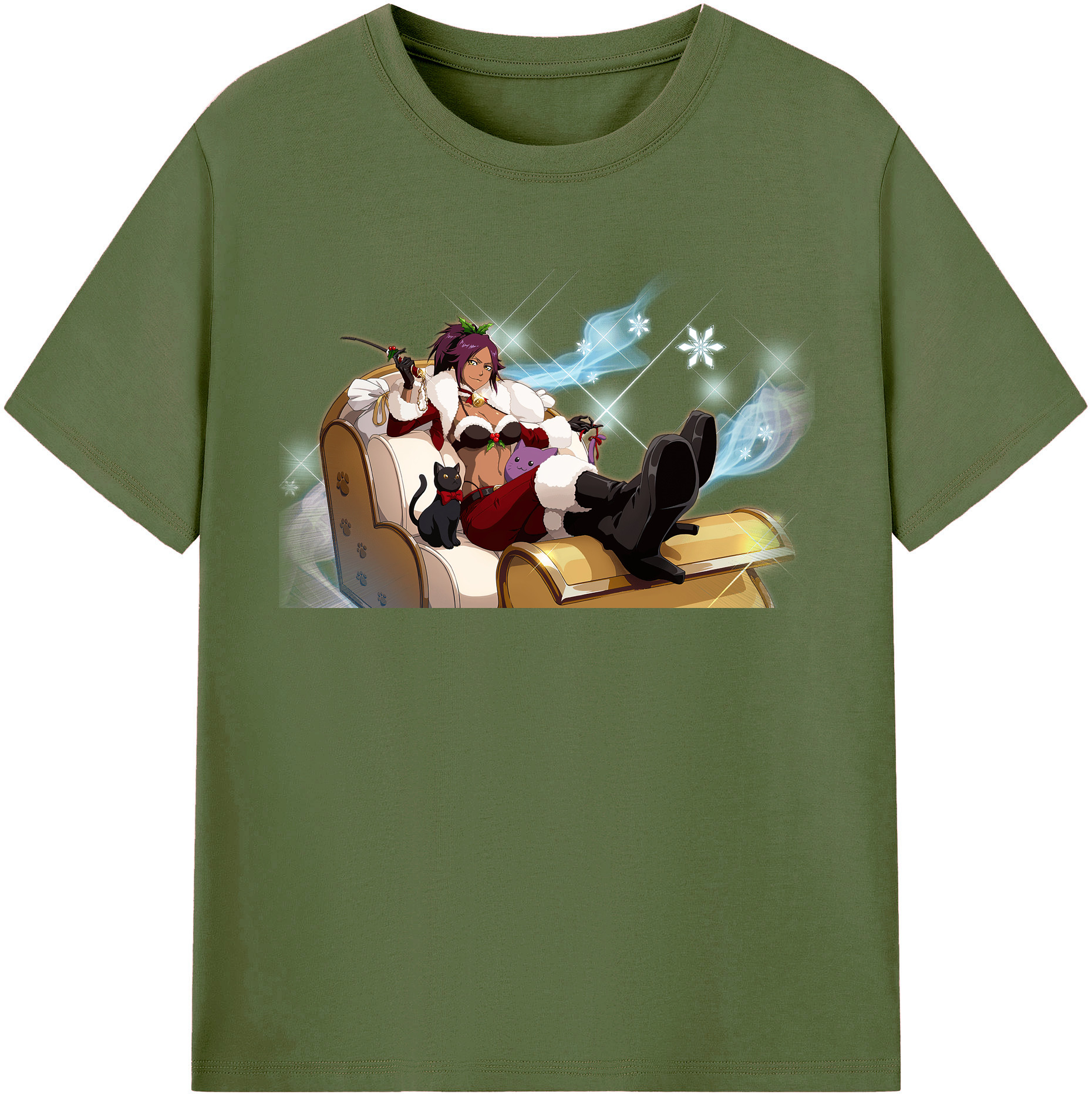 （画像用） ブリーチ 四楓院 夜一（しほういん よるいち） BLEACH Shihouin Yoruichi 綿100％半袖Tシャツ（フロントプリント）